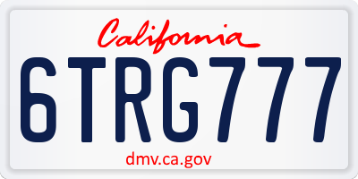 CA license plate 6TRG777