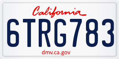 CA license plate 6TRG783