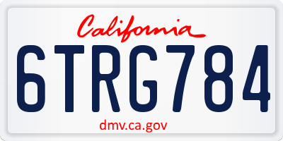 CA license plate 6TRG784
