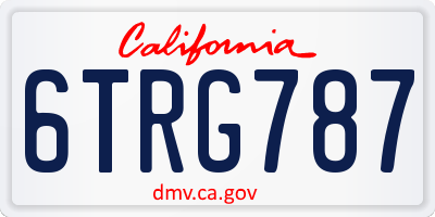 CA license plate 6TRG787