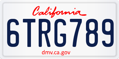 CA license plate 6TRG789