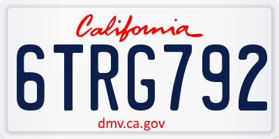 CA license plate 6TRG792