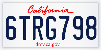 CA license plate 6TRG798