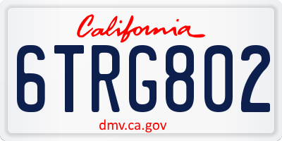 CA license plate 6TRG802