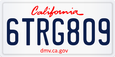 CA license plate 6TRG809