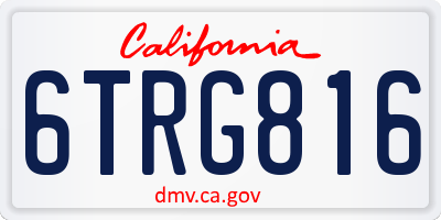 CA license plate 6TRG816