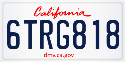 CA license plate 6TRG818