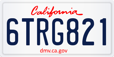 CA license plate 6TRG821