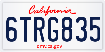 CA license plate 6TRG835