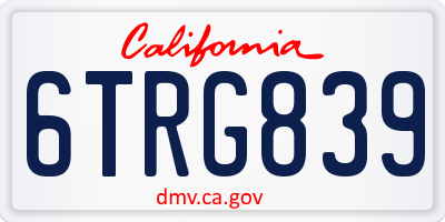 CA license plate 6TRG839