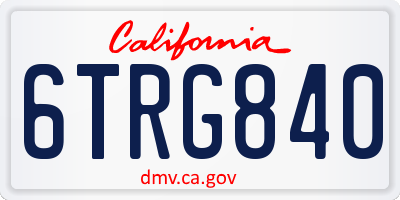 CA license plate 6TRG840
