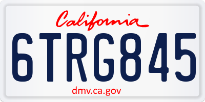 CA license plate 6TRG845
