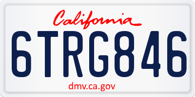 CA license plate 6TRG846