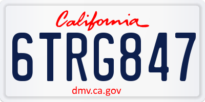 CA license plate 6TRG847