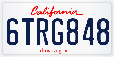 CA license plate 6TRG848
