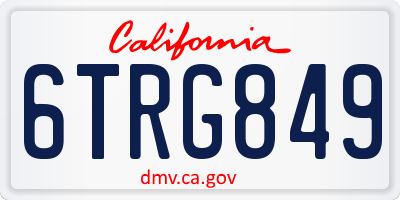 CA license plate 6TRG849