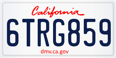 CA license plate 6TRG859