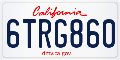 CA license plate 6TRG860