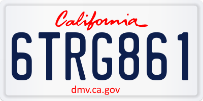 CA license plate 6TRG861