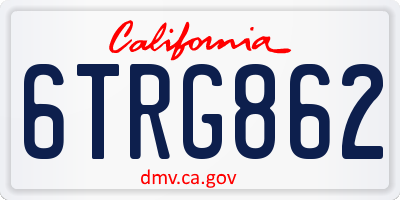 CA license plate 6TRG862