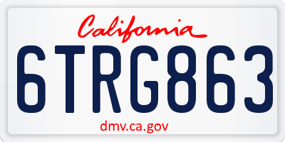 CA license plate 6TRG863