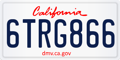 CA license plate 6TRG866