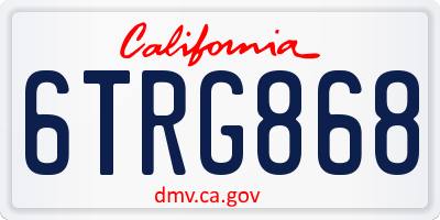 CA license plate 6TRG868