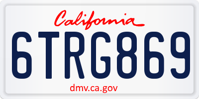 CA license plate 6TRG869