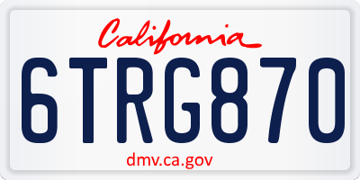 CA license plate 6TRG870
