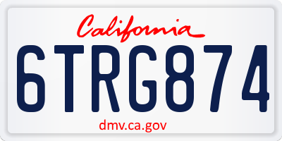 CA license plate 6TRG874