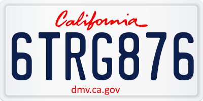 CA license plate 6TRG876