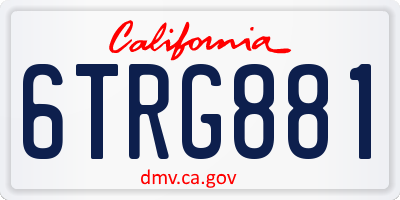 CA license plate 6TRG881