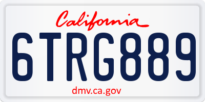 CA license plate 6TRG889