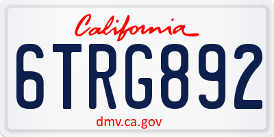 CA license plate 6TRG892