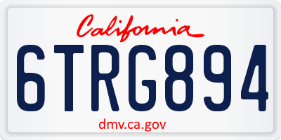 CA license plate 6TRG894