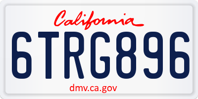 CA license plate 6TRG896