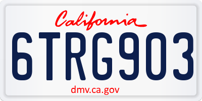 CA license plate 6TRG903