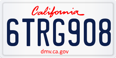 CA license plate 6TRG908