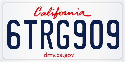 CA license plate 6TRG909