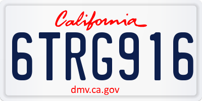 CA license plate 6TRG916