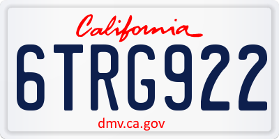 CA license plate 6TRG922