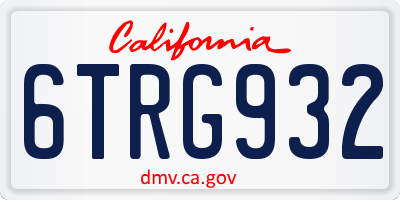 CA license plate 6TRG932