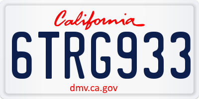 CA license plate 6TRG933