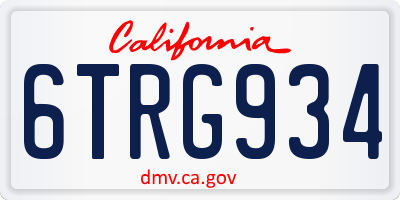 CA license plate 6TRG934