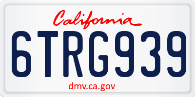 CA license plate 6TRG939