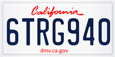 CA license plate 6TRG940