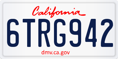 CA license plate 6TRG942