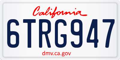 CA license plate 6TRG947
