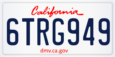 CA license plate 6TRG949