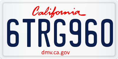 CA license plate 6TRG960